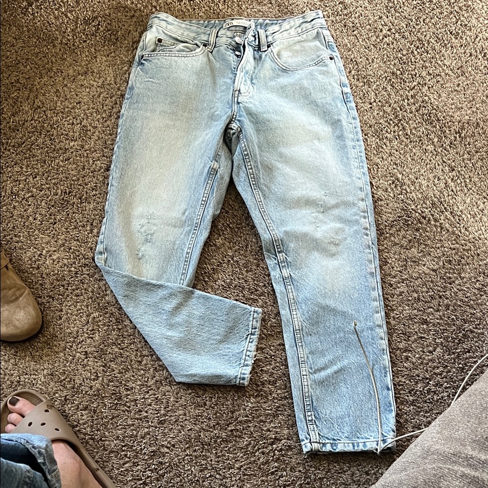 ZARA Light Blue Button-Fly Jeans